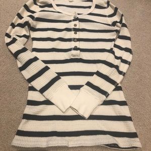 J crew waffle strip button top